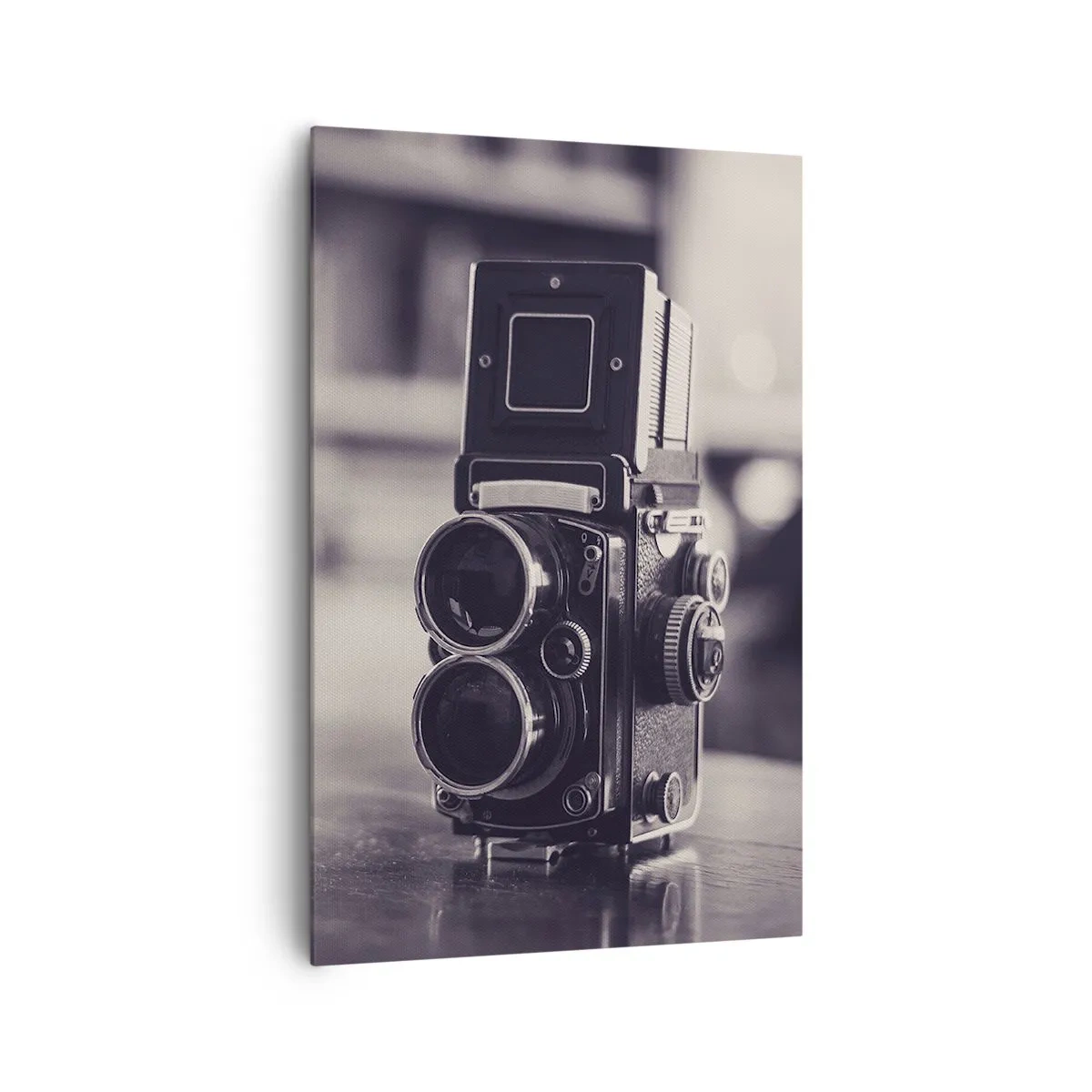 Bild auf Leinwand - Leinwandbild - Antike Kamera in Schwarz und Weiß - 80x120cm - Zauber alter Fotografie - Moderne Wanddekoration für Wohnzimmer und Schlafzimmer ARTTOR