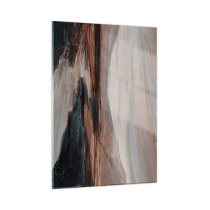 Glasbild - Bild auf glas - Ein malerisches Tal mit einem Fluss in Braun- und Blautönen - 50x70cm - Ruhiges Tal - Moderne Wanddekoration für Wohnzimmer und Schlafzimmer ARTTOR