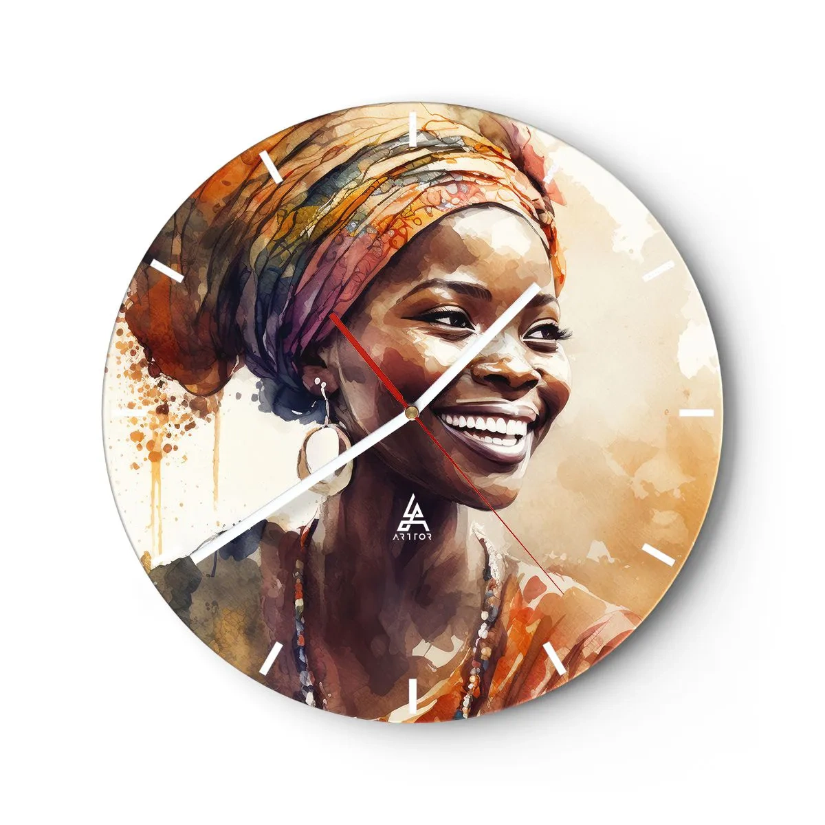 Wanduhr - Glasuhr - Afrikanische Königin - 40x40 cm
