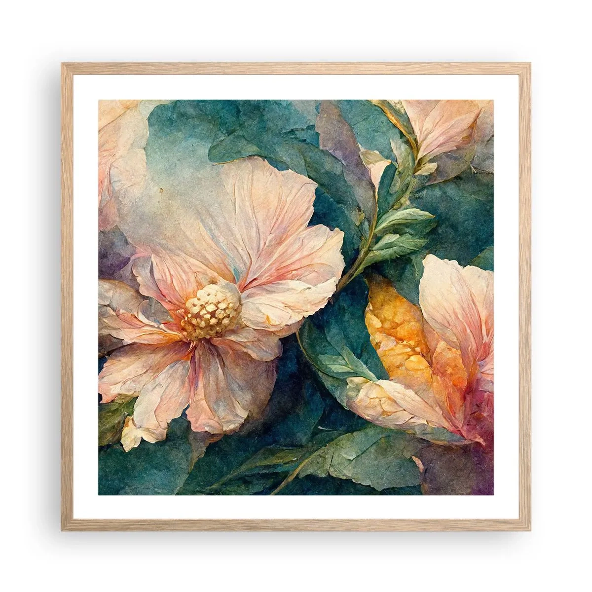 Poster in einem Rahmen aus heller Eiche - Pure Subtilität - 60x60 cm