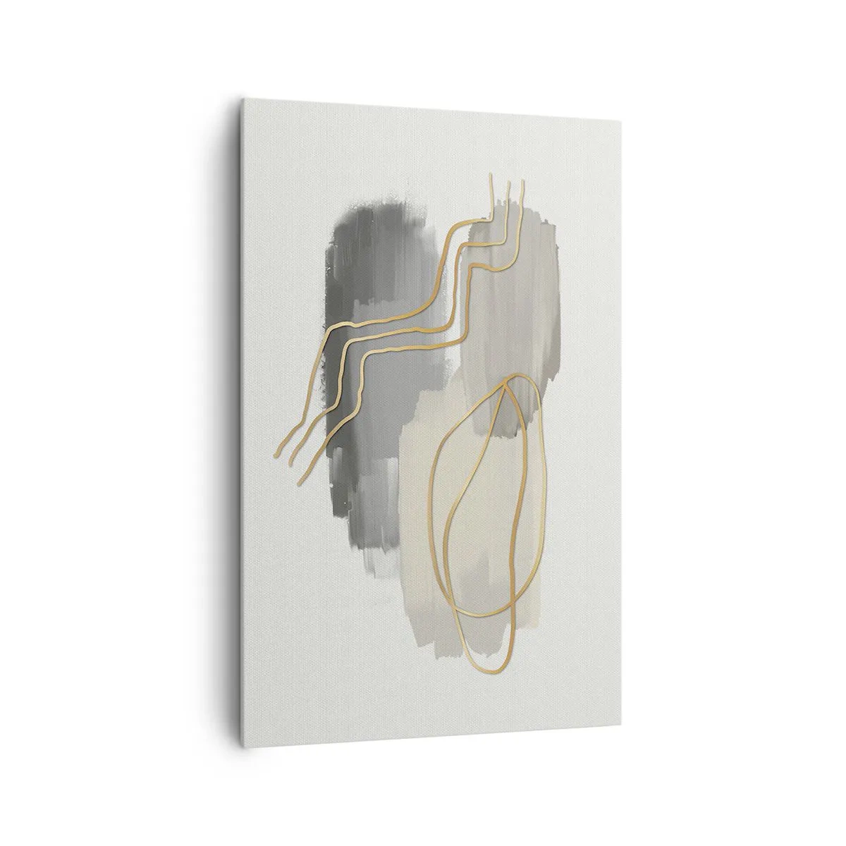 Bild auf Leinwand - Leinwandbild - Abstrakte goldene Linien auf grauem Hintergrund - 80x120cm - Dauer und Bewegung - Moderne Wanddekoration für Wohnzimmer und Schlafzimmer ARTTOR