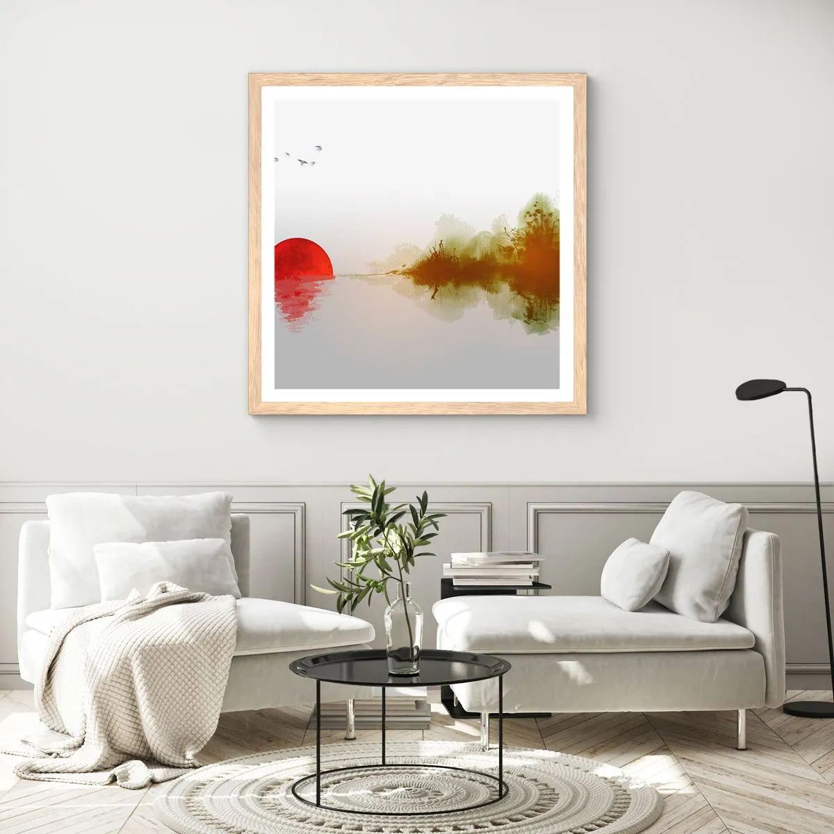 Poster in einem Rahmen aus heller Eiche - Versprechen der Ruhe - 40x40 cm