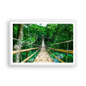 Poster in einem weißen Rahmen - Monkey Bridge über das Grün - 91x61 cm