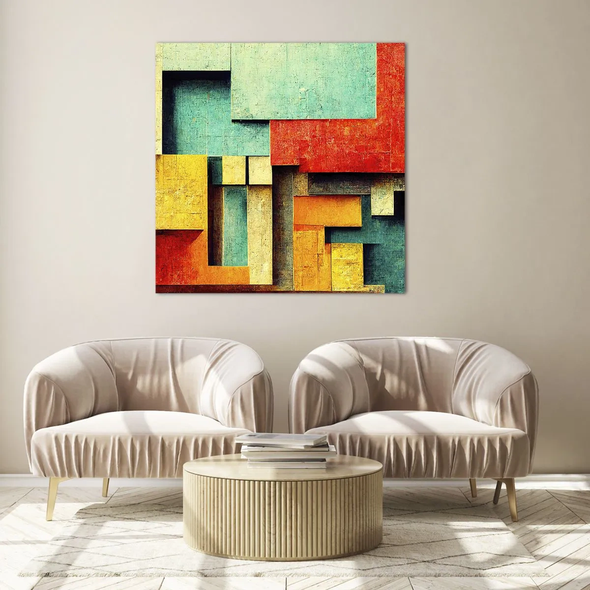 Glasbild - Bild auf glas - Festival der rechten Winkel - 50x50 cm