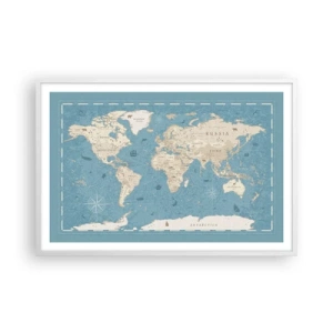 Poster in einem weißen Rahmen - Die Welt liegt zum Greifen nah - 91x61 cm