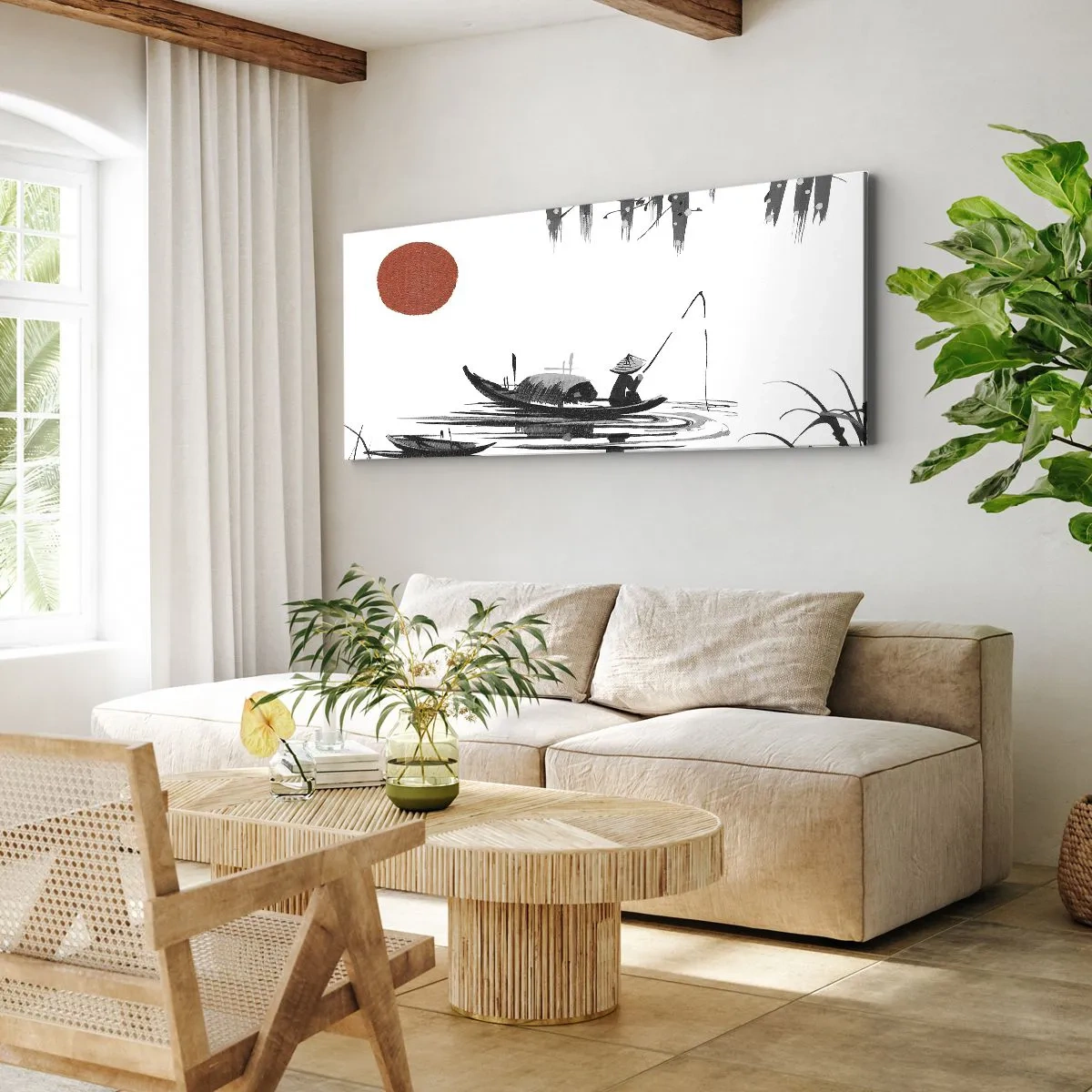 Bild auf Leinwand - Leinwandbild - Asiatischer Nachmittag - 100x40 cm