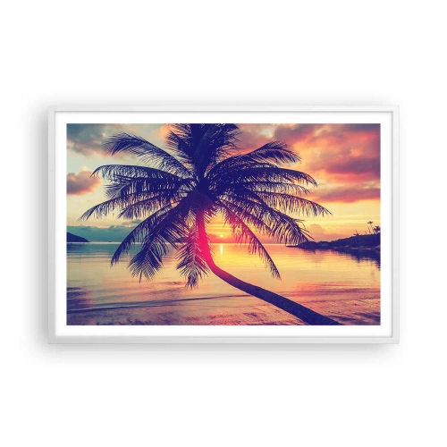 Poster in einem weißen Rahmen - Abend unter Palmen - 91x61 cm