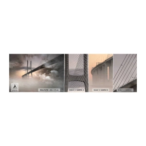 Fototapetenmuster Standard Eco - Auf dem Fluss, den es nicht gibt - Landschaft, Brücke, Die Architektur - 100x30 cm