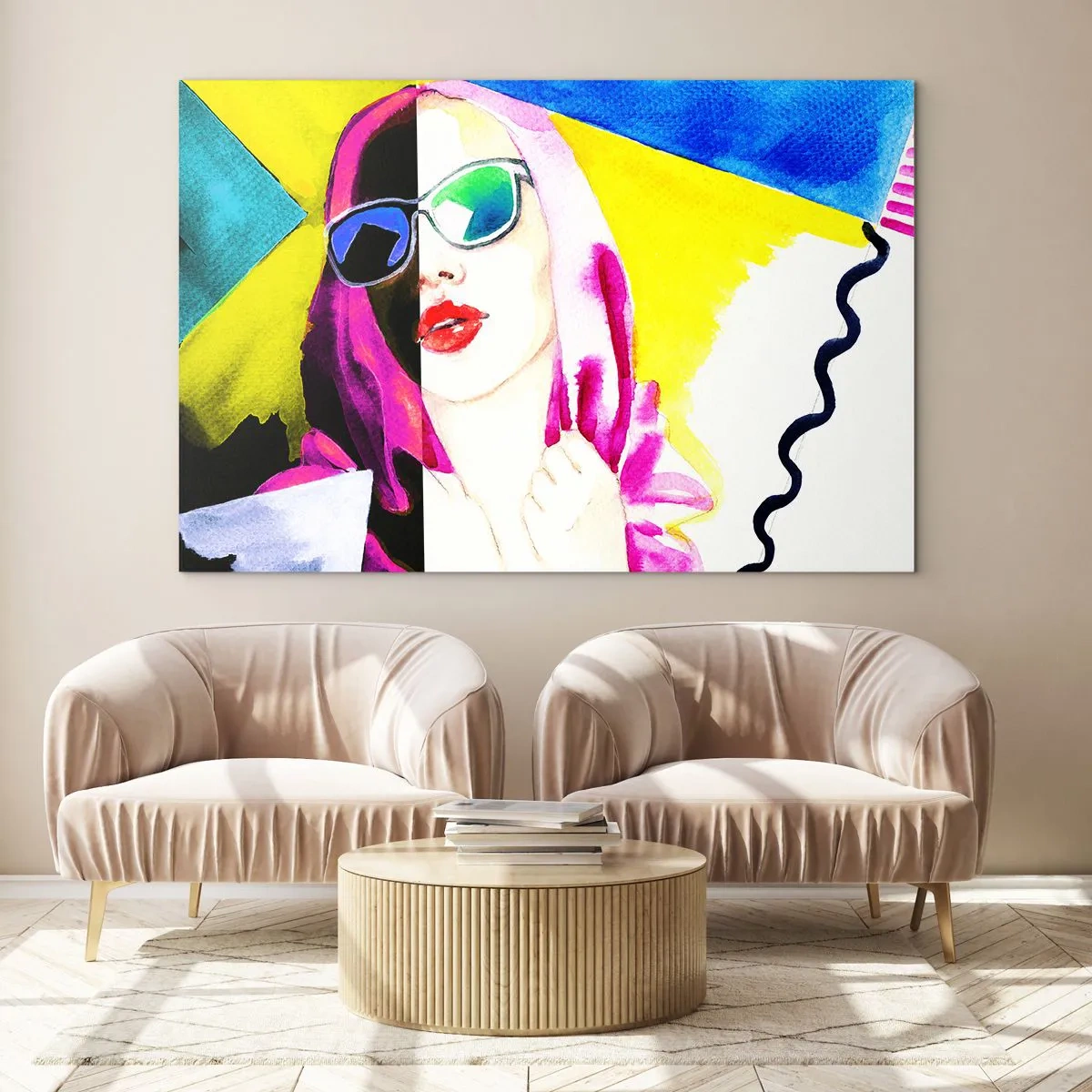 Glasbild - Bild auf glas - Porträt einer Frau im farbenfrohen Pop-Art-Stil - 70x50cm - Ich bin nicht weiß und ich bin nicht schwarz - Moderne Wanddekoration für Wohnzimmer und Schlafzimmer ARTTOR