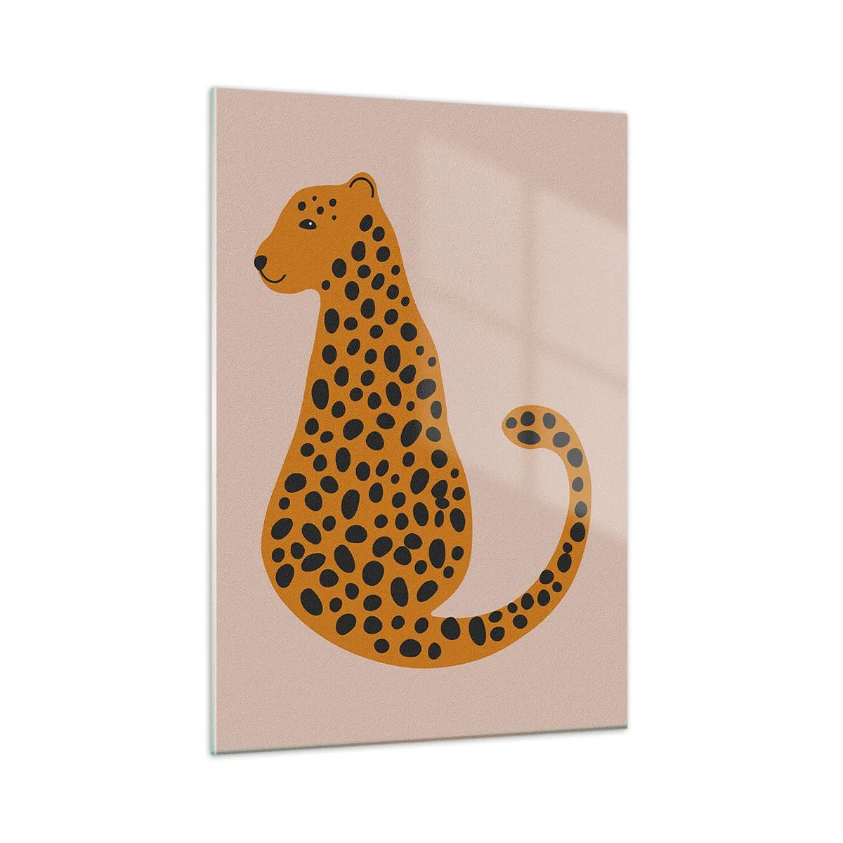 Glasbild - Bild auf glas - Illustration eines Panthers mit schwarzen Flecken auf beigem Hintergrund - 50x70cm - Leopardenmuster ist ein modisches Muster - Moderne Wanddekoration für Wohnzimmer und Schlafzimmer ARTTOR