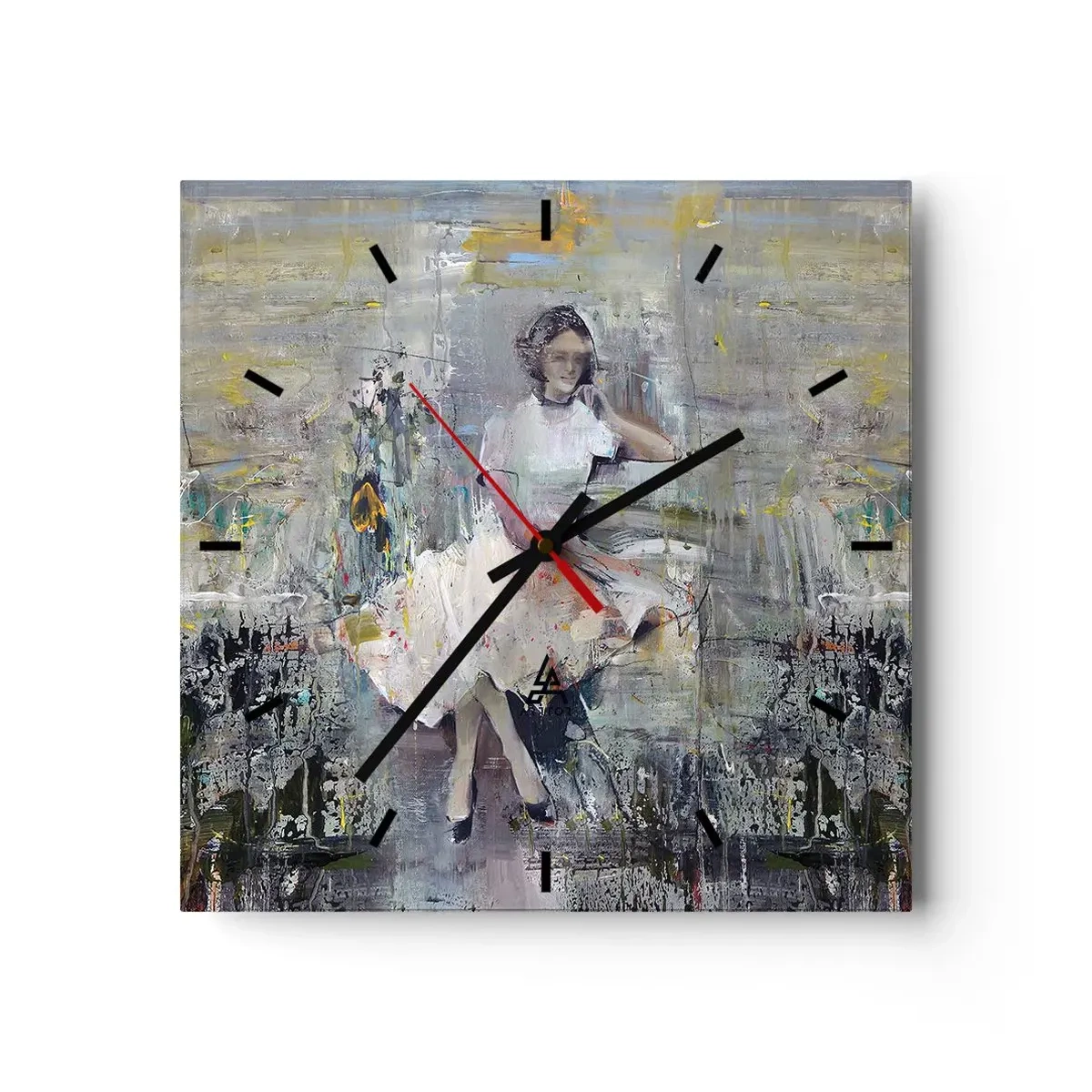 Wanduhr - Glasuhr - Künstlerisches Porträt einer Frau in Pastellfarben - 30x30cm - Klassisch und modern - Moderne Wanddekoration für Wohnzimmer und Schlafzimmer ARTTOR