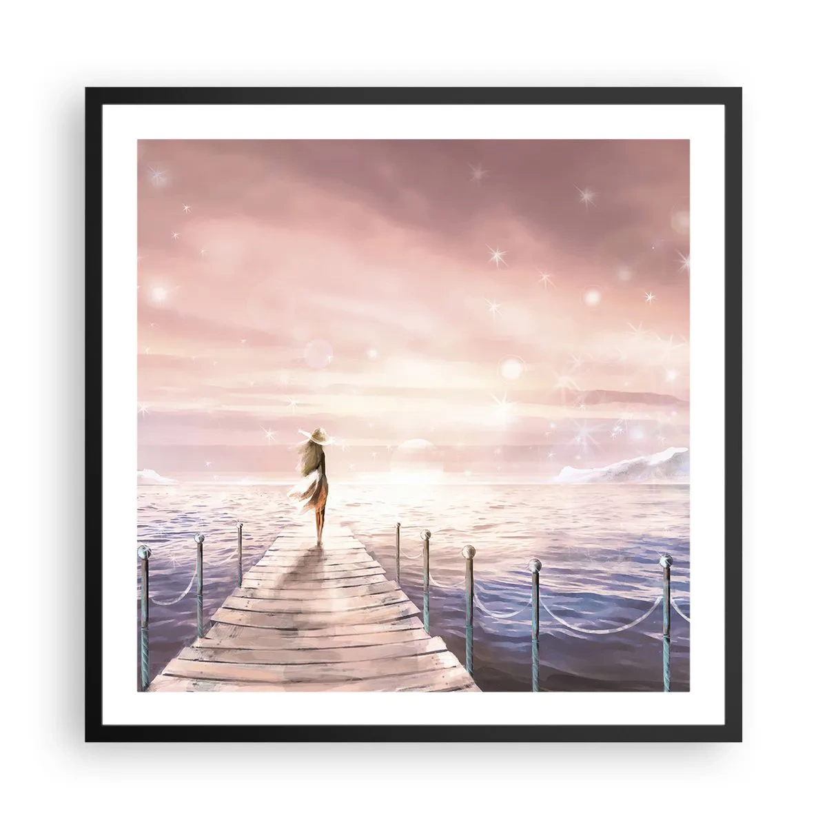 Poster in einem schwarzem Rahmen - Im Licht eines Traums - 60x60 cm