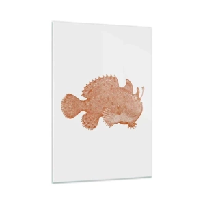 Glasbild - Bild auf glas - Detaillierte Zeichnung eines kupferfarbenen Fisches auf weißem Hintergrund - 70x100cm - Es ist also doch ein Fisch - Moderne Wanddekoration für Wohnzimmer und Schlafzimmer ARTTOR