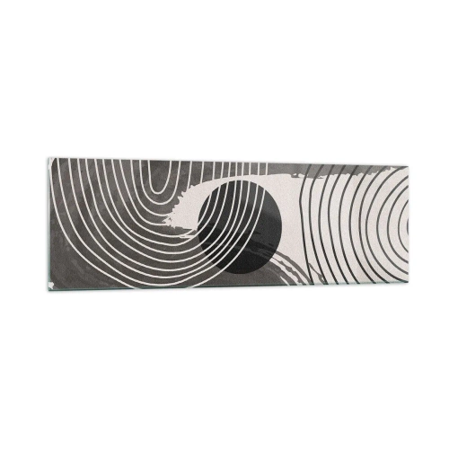 Glasbild - Bild auf glas - Geometrische Linien und Ovale in monochromen Farbtönen - 160x50cm - Oval gewinnt - Moderne Wanddekoration für Wohnzimmer und Schlafzimmer ARTTOR