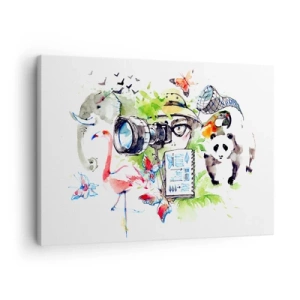 Bild auf Leinwand - Leinwandbild - Bunte Grafiken mit Natur- und Safari-Themen - 70x50cm - In der Linse eines Reisenden - Moderne Wanddekoration für Wohnzimmer und Schlafzimmer ARTTOR
