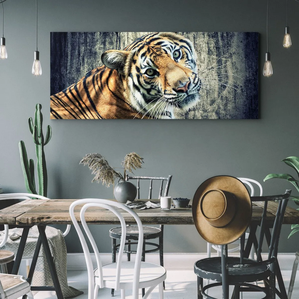 Bild auf Leinwand - Leinwandbild - Portrait in Lichtstrahlen - 100x40 cm