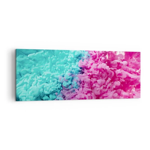 Bild auf Leinwand - Leinwandbild - Bunte Wellen aus Türkis und Pink in abstrakter Form - 140x50cm - Letzte Begegnung - Moderne Wanddekoration für Wohnzimmer und Schlafzimmer ARTTOR