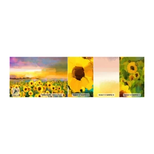 Fototapetenmuster Standard Eco - Die Sonne selbst ist auf die Erde herabgestiegen - Sonnenblumenfeld, Sonnenblume, Natur - 100x30 cm