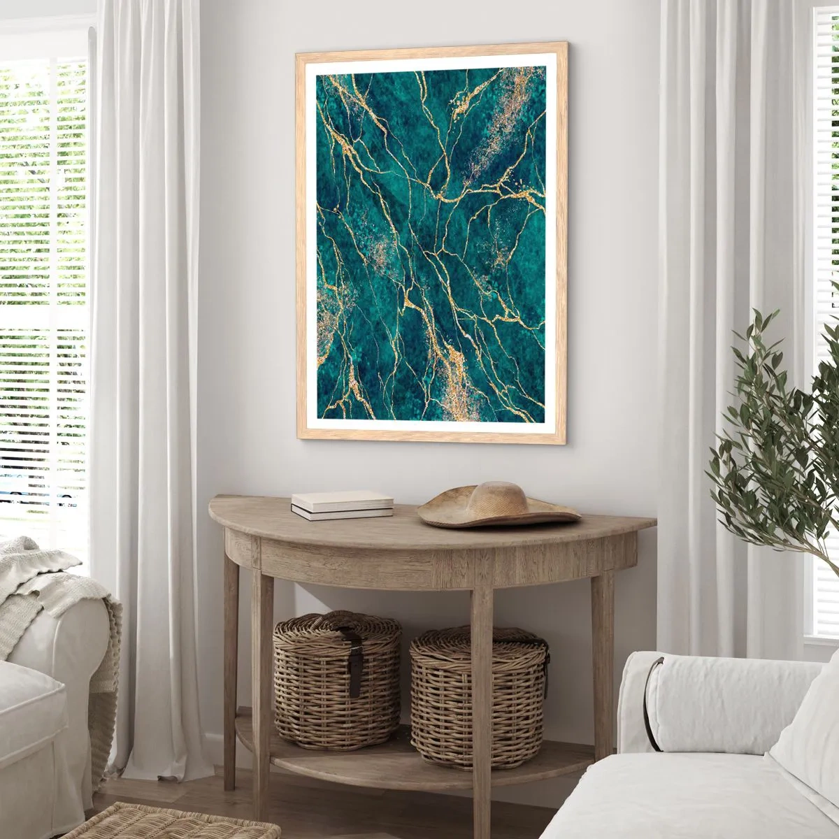 Poster in einem Rahmen aus heller Eiche - Goldmine - 40x50 cm