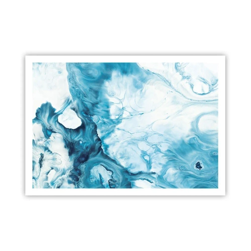 Poster - Abstraktes Muster in Blautönen - 100x70cm - Blaues Konzert - Moderne Wanddekoration für Wohnzimmer und Schlafzimmer ARTTOR