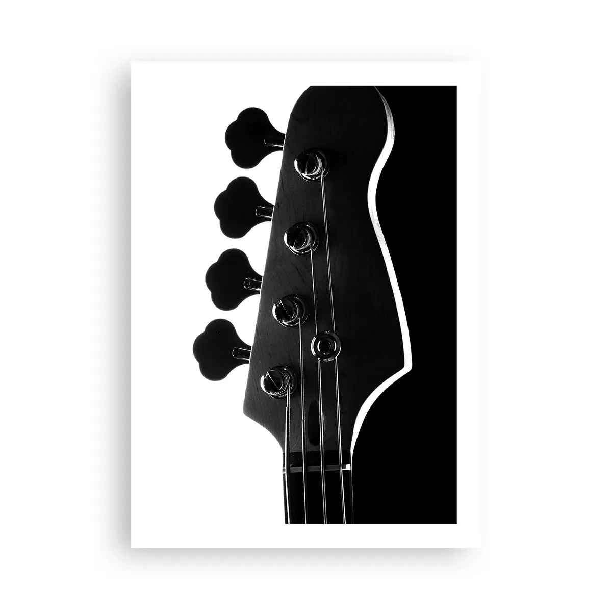 Poster - Ein minimalistisches schwarz-weißes Musikthema mit einer E-Gitarre. - 50x70cm - Rockige Stille - Moderne Wanddekoration für Wohnzimmer und Schlafzimmer ARTTOR