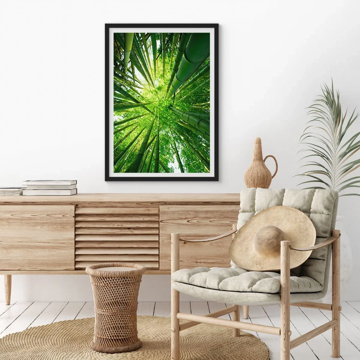 Poster in einem schwarzem Rahmen - In einem Bambushain - 40x50 cm