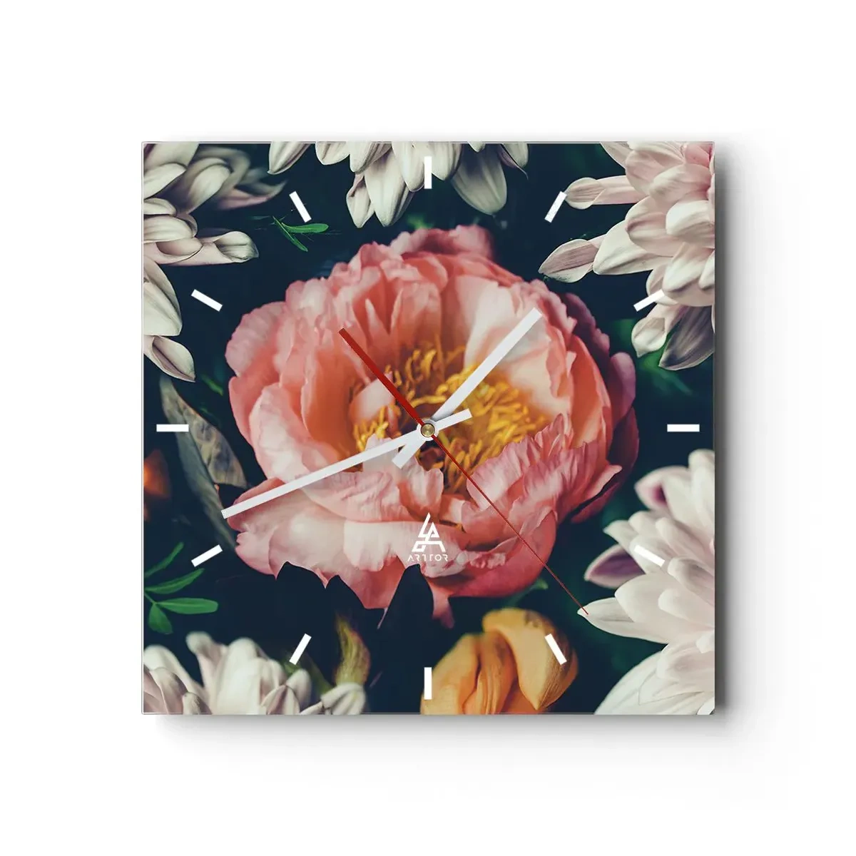 Wanduhr - Glasuhr - Mit barocker Pracht - 40x40 cm