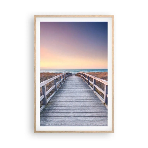 Poster in einem Rahmen aus heller Eiche - Baltische Abend-Aurora - 61x91 cm