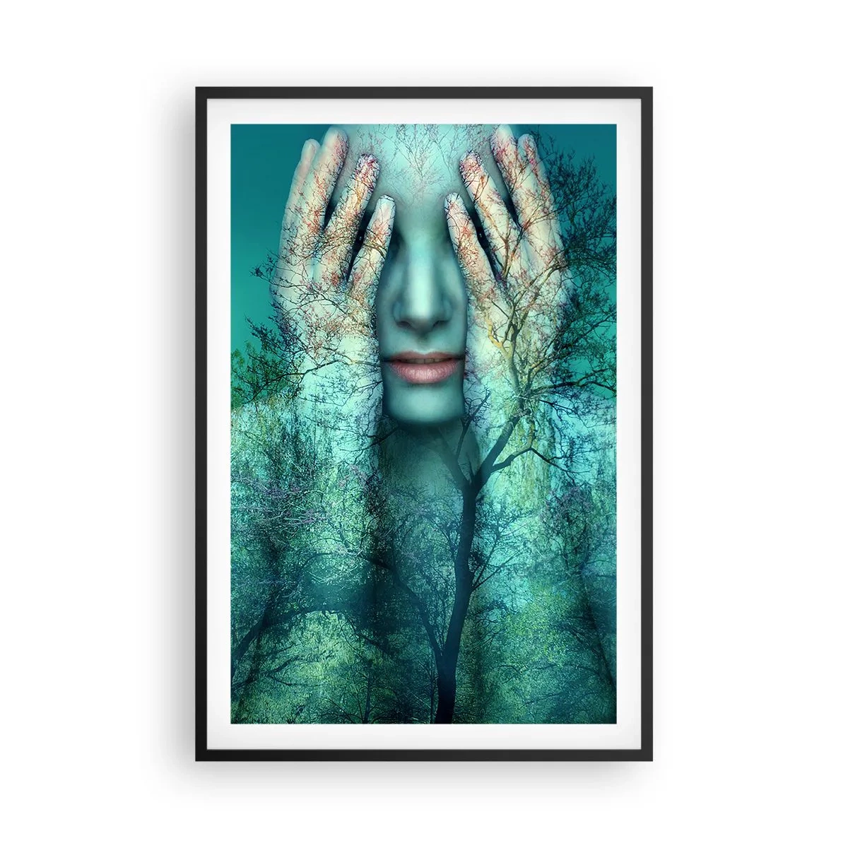 Poster in einem schwarzem Rahmen - Eingetaucht in Blau - 61x91 cm