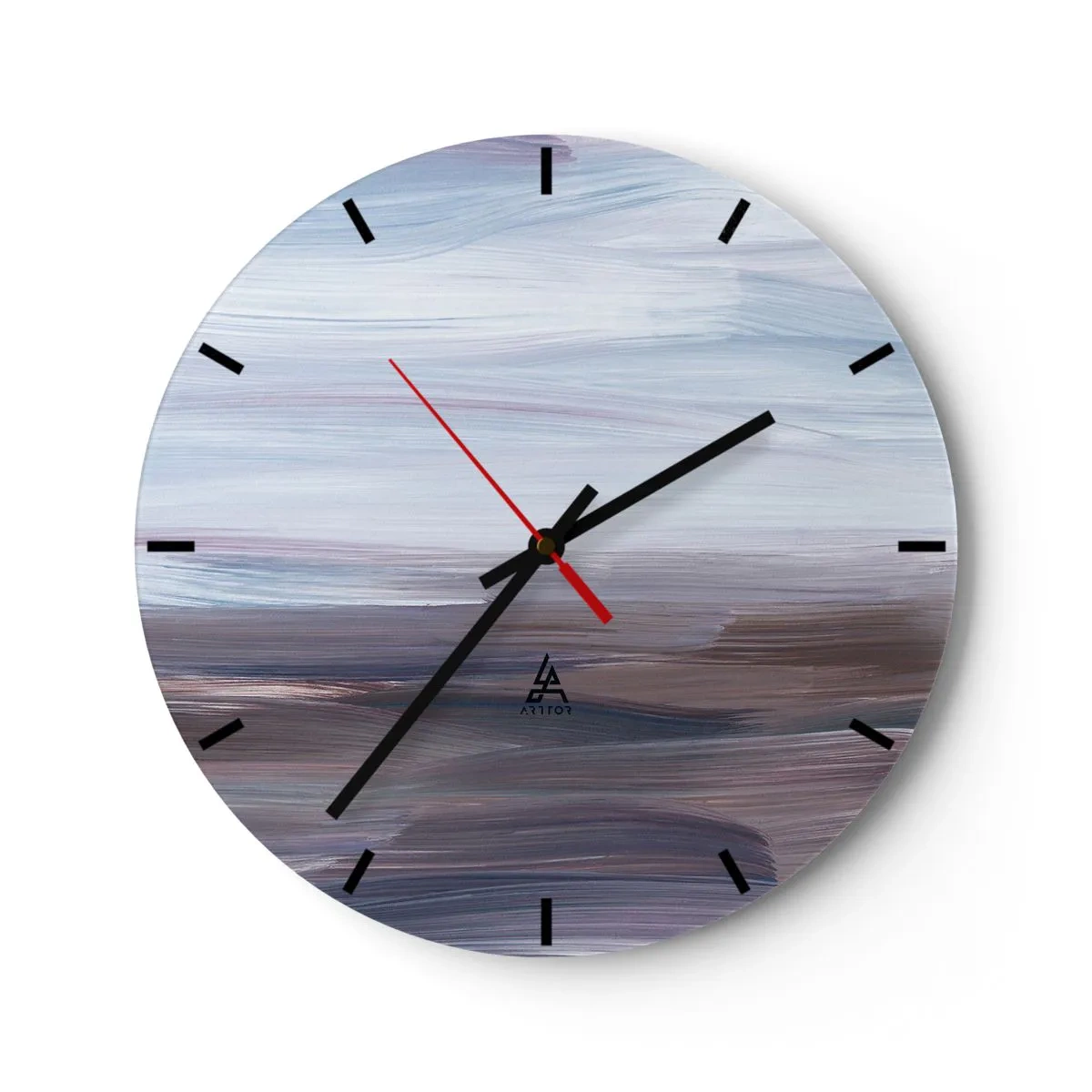 Wanduhr - Glasuhr - Eine abstrakte Komposition aus Pinselstrichen in Blautönen. - 30x30cm - Elemente: Wasser - Moderne Wanddekoration für Wohnzimmer, Küche und Schlafzimmer ARTTOR