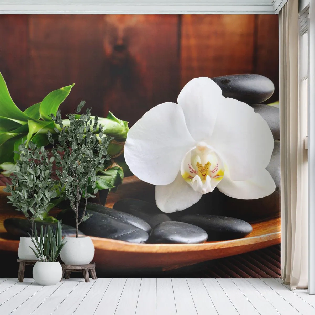 Fototapete Premium Canvas - Geben Sie sich dem Hauch der Natur hin - Blumen, Orchidee, Orchidee - 300x210 cm