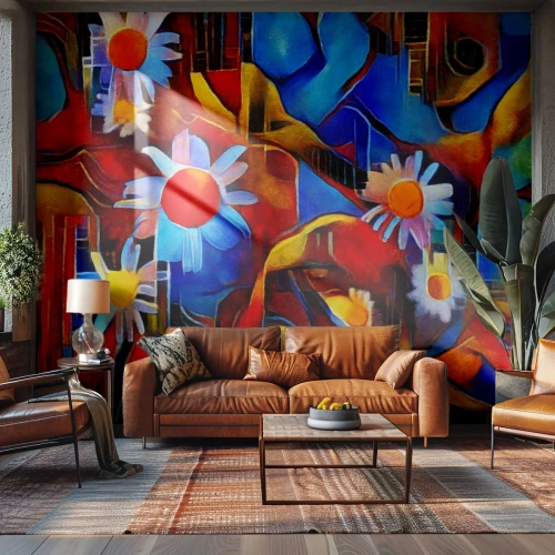 Fototapete Premium Canvas - Die Farben des Lebens - Abstraktion, Kubismus, Stück - 150x105 cm