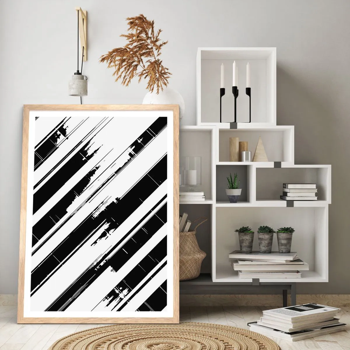 Poster in einem Rahmen aus heller Eiche - Eine intensive und dynamische Komposition - 61x91 cm