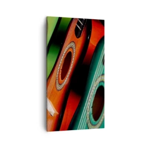 Bild auf Leinwand - Leinwandbild - Die Gitarre hat viele Farben - 45x80 cm
