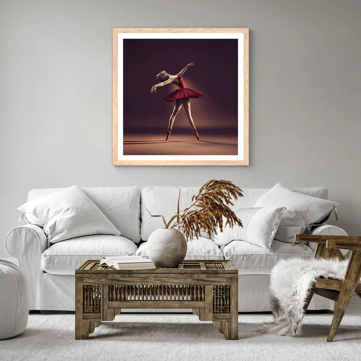 Poster in einem Rahmen aus heller Eiche - Eine Primaballerina - 50x50 cm