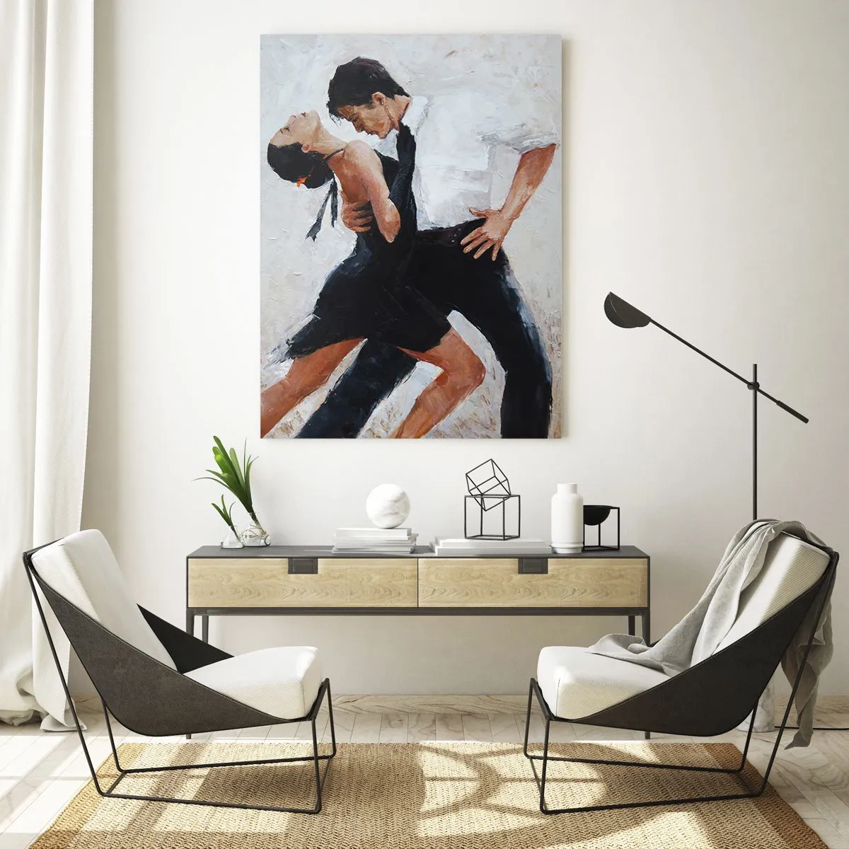 Glasbild - Bild auf glas - Ein Paar tanzt Tango in einer dynamischen Pose - 50x70cm - Tango meiner Träume und Träume - Moderne Wanddekoration für Wohnzimmer und Schlafzimmer ARTTOR