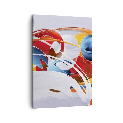 Bild auf Leinwand - Leinwandbild - Bunte Abstraktion mit dynamischen Linien und lebendigen Farben - 50x70cm - Der Tanz der Elemente - Moderne Wanddekoration für Wohnzimmer und Schlafzimmer ARTTOR