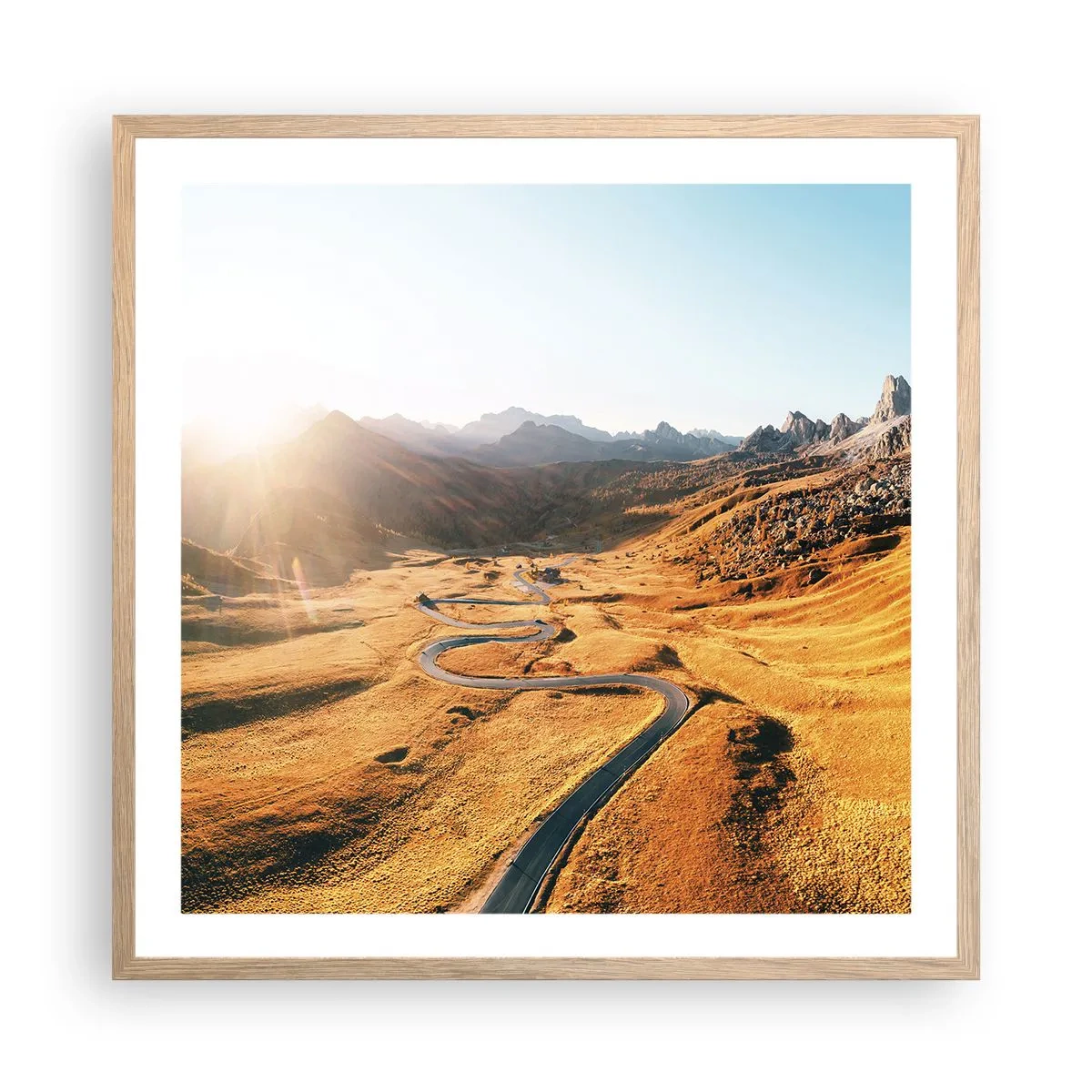 Poster in einem Rahmen aus heller Eiche - In einem goldenen Tal - 60x60 cm