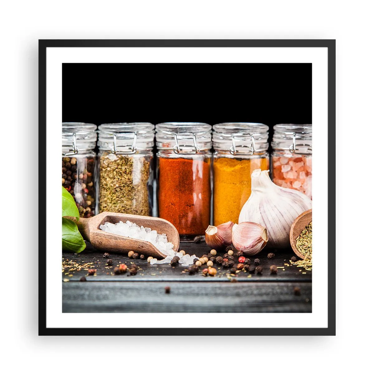 Poster in einem schwarzem Rahmen - Für einen Geschmack des Lebens - 60x60 cm