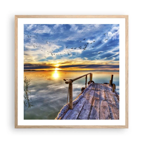 Poster in einem Rahmen aus heller Eiche - Der Wind geht zur Ruhe - 60x60 cm
