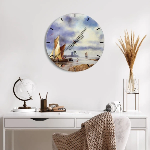 Wanduhr - Glasuhr - Die Rückkehr der Seeleute - 40x40 cm