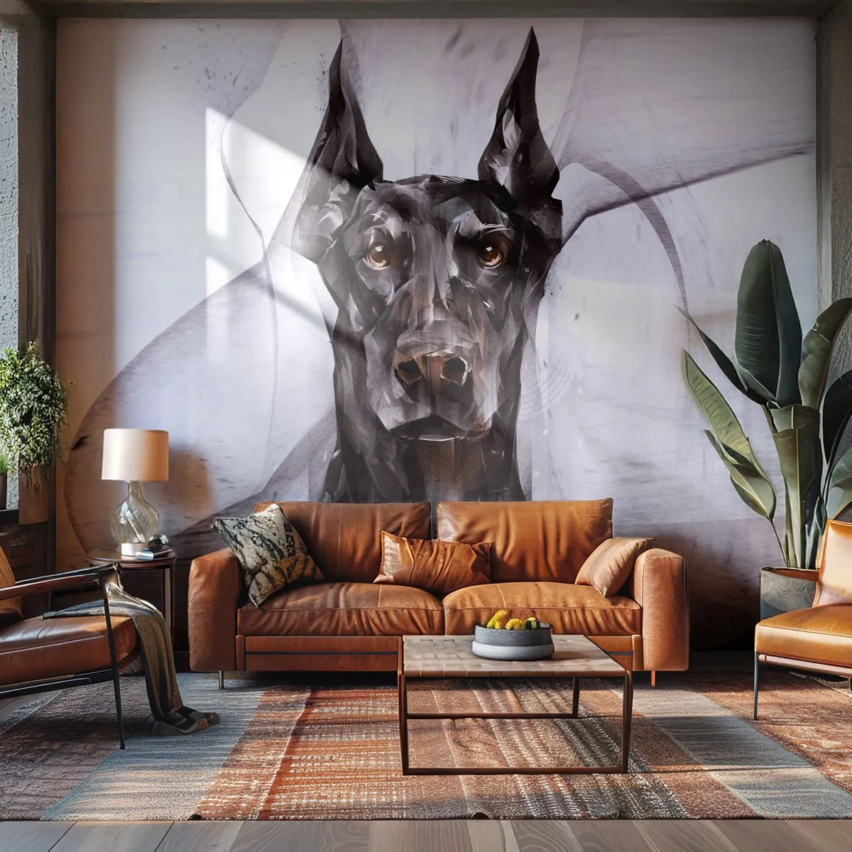 Maßgeschneiderte Fototapete Premium Sand - Edelgeboren - Abstraktion, Dobermann, Hund