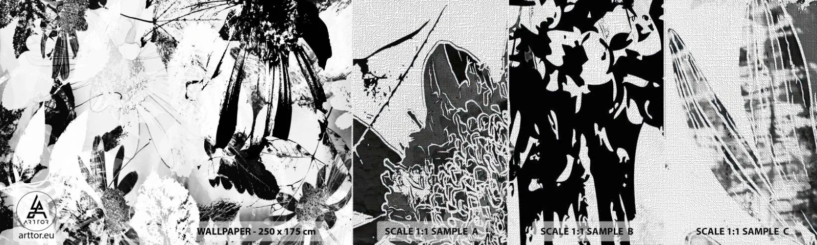 Fototapeten Muster Premium Canvas - Herbst negativ - Abstraktion, Blumen, Grafik - 100x30 cm