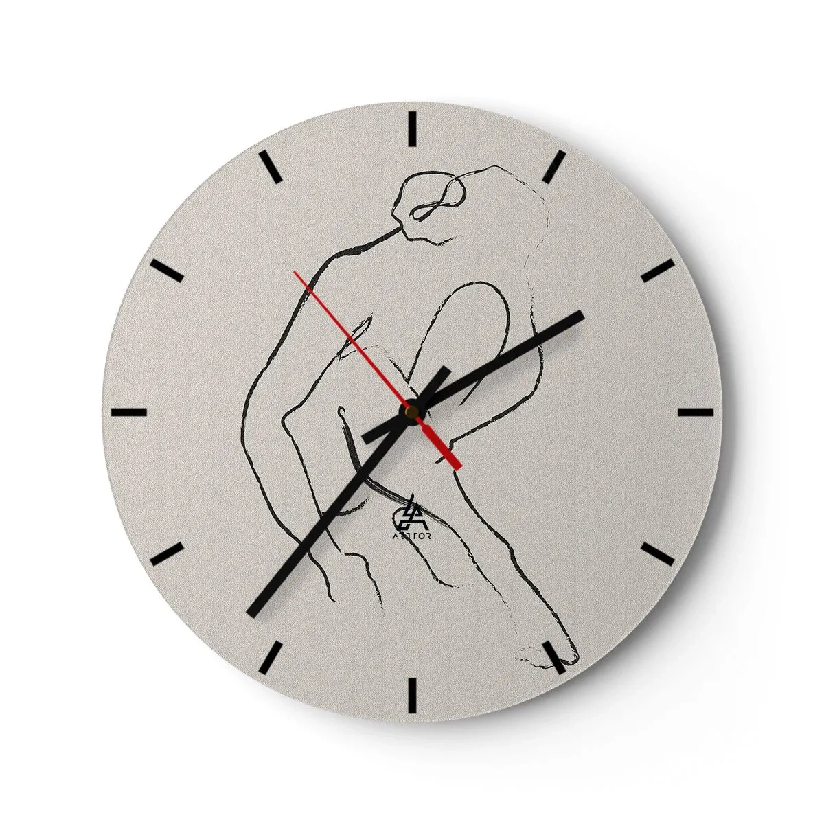 Wanduhr - Glasuhr - Intime Skizze - 40x40 cm