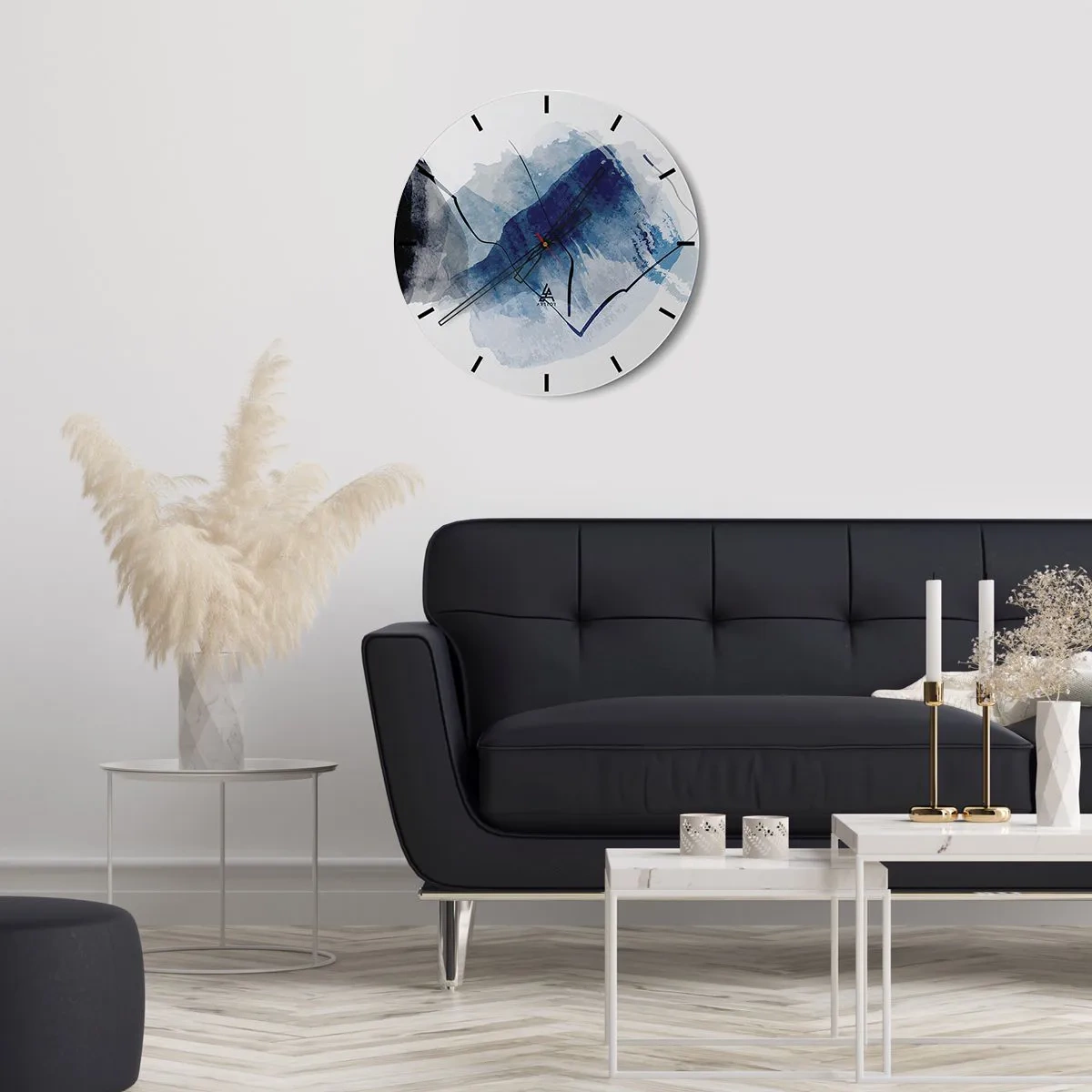 Wanduhr - Glasuhr - Eine blaue abstrakte Form, die einem Eisberg ähnelt - 30x30cm - Eisberg - Moderne Wanddekoration für Wohnzimmer, Küche und Schlafzimmer ARTTOR