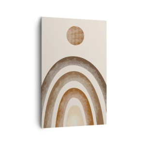 Bild auf Leinwand - Leinwandbild - Geometrisches Planetenmotiv in Brauntönen - 80x120cm - In einer weit entfernten Galaxie - Moderne Wanddekoration für Wohnzimmer und Schlafzimmer ARTTOR