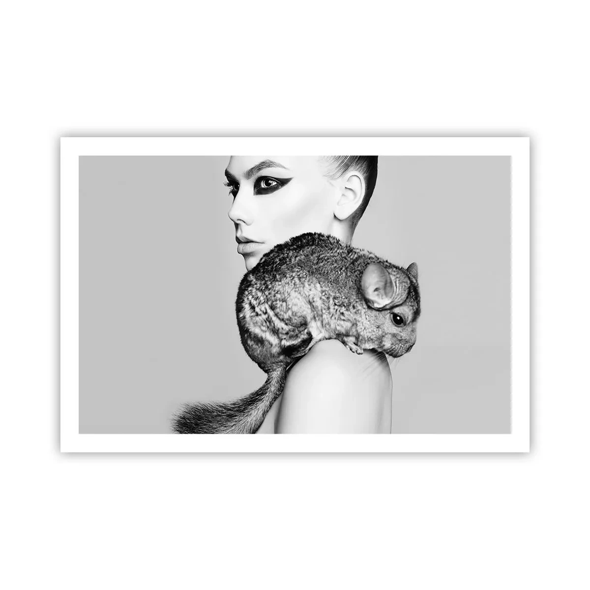 Poster - Dame mit einem Chinchilla - 91x61 cm
