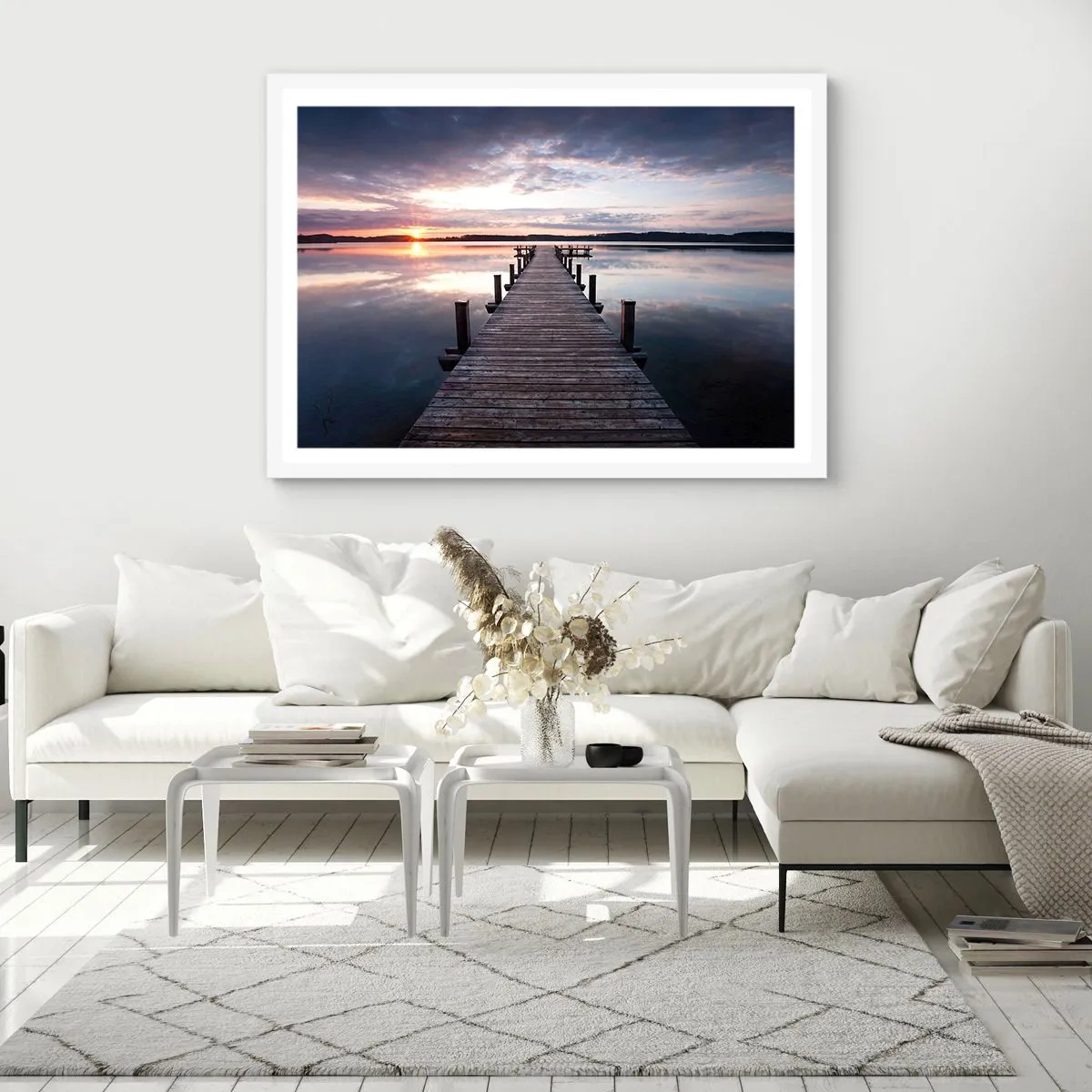 Poster in einem weißen Rahmen - Eine stille Grenze zwischen Tag und Nacht - 40x30 cm