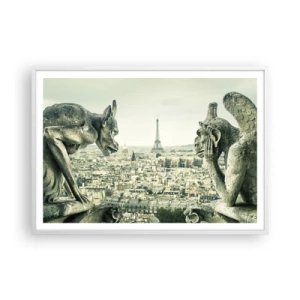 Poster in einem weißen Rahmen - Pariser Plaudern - 100x70 cm