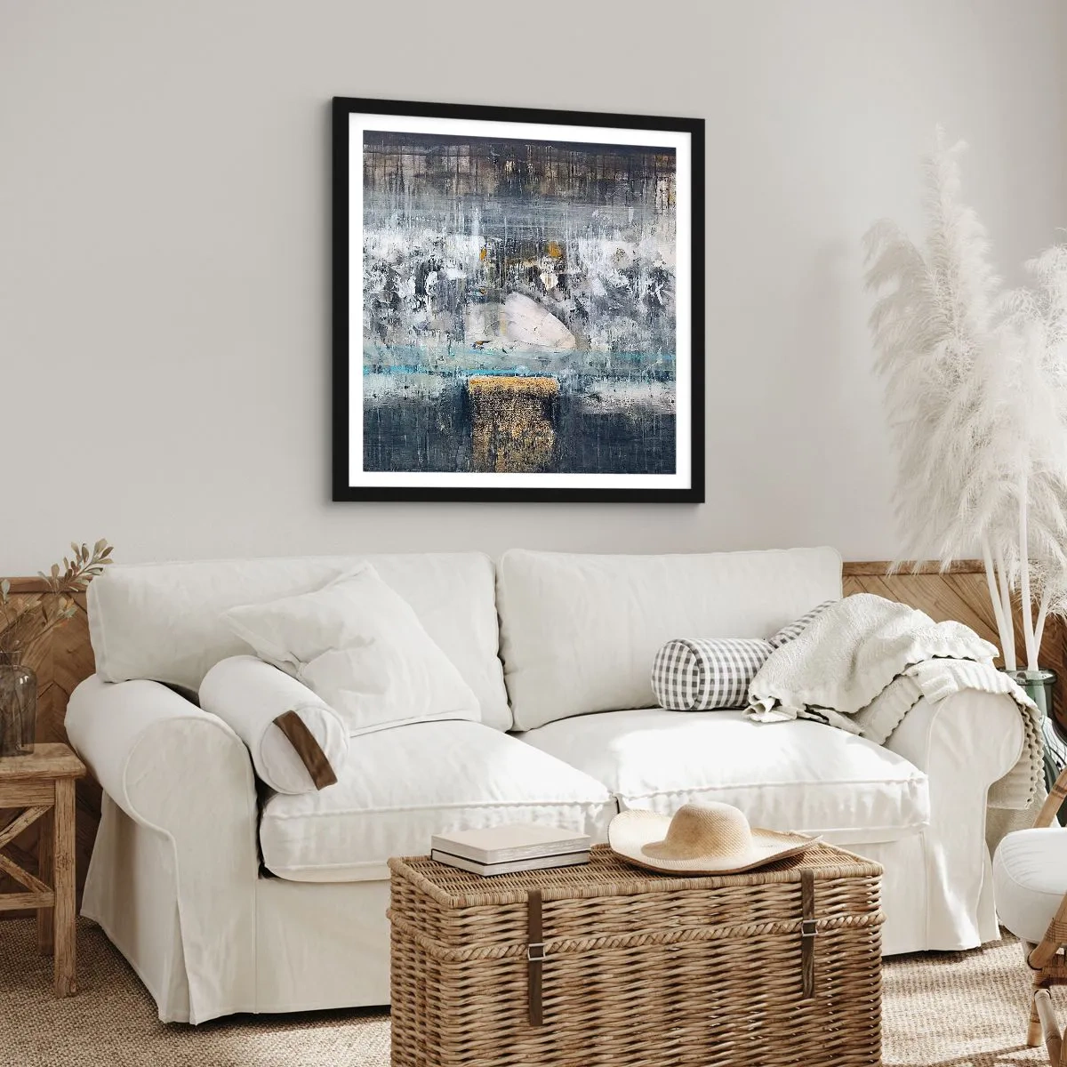 Poster in einem schwarzem Rahmen - Wie auf Eis, wie nach Dezember - 50x50 cm